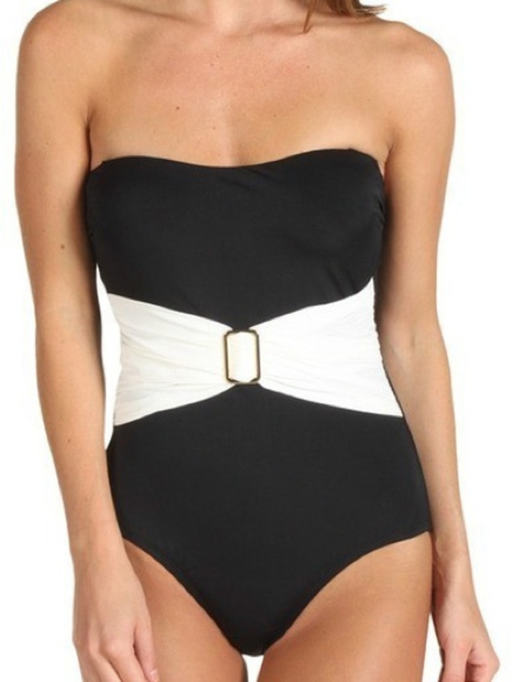 SPANX | Black Strapless One-Piece with White Waist Accent